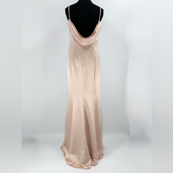 After Six by Dessy Cowl Back Long Maxi Dress Gown, Toasted‎ Sugar, Size 2, NWT - Picture 7 of 15